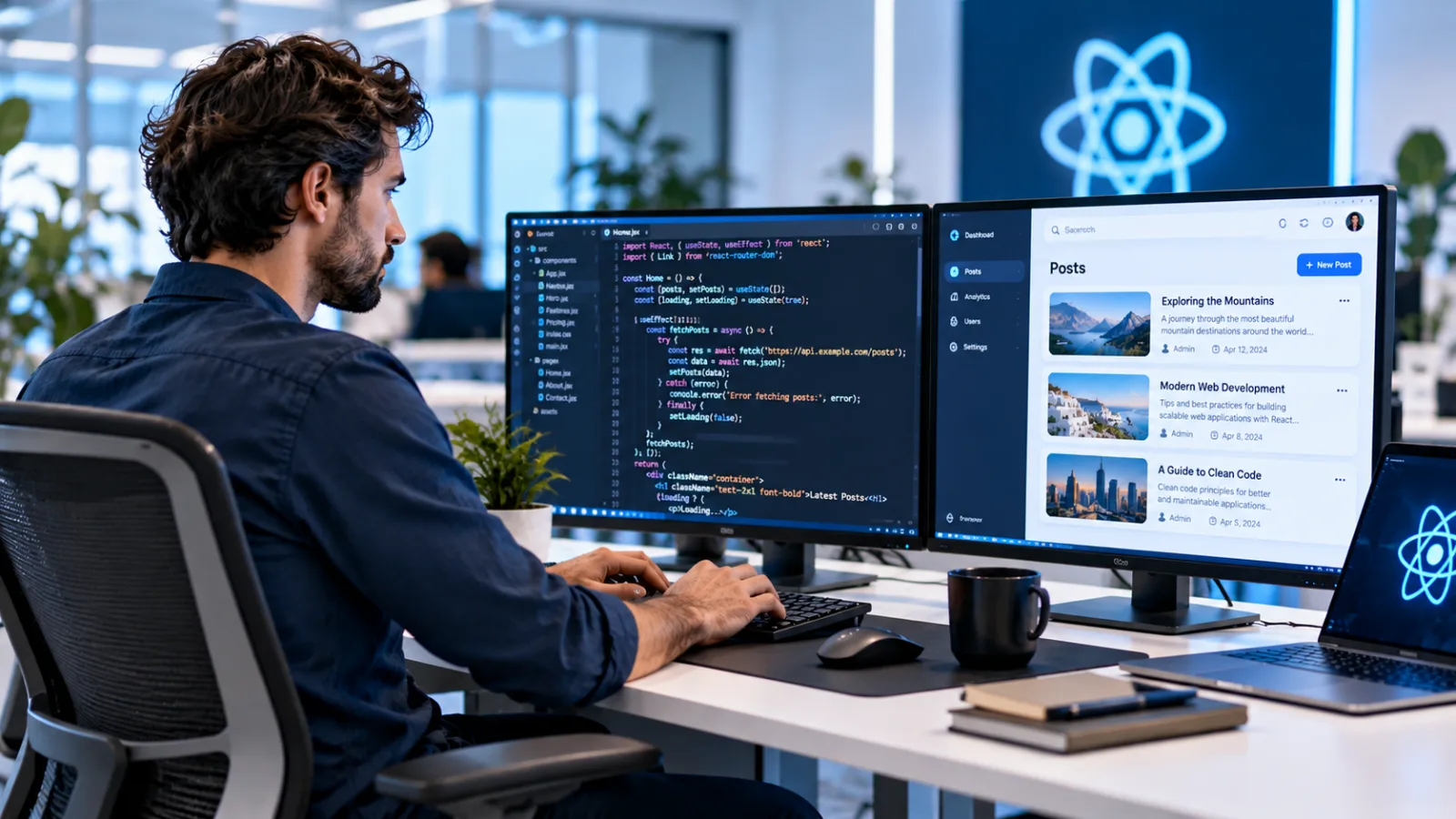 React developer working on a web application