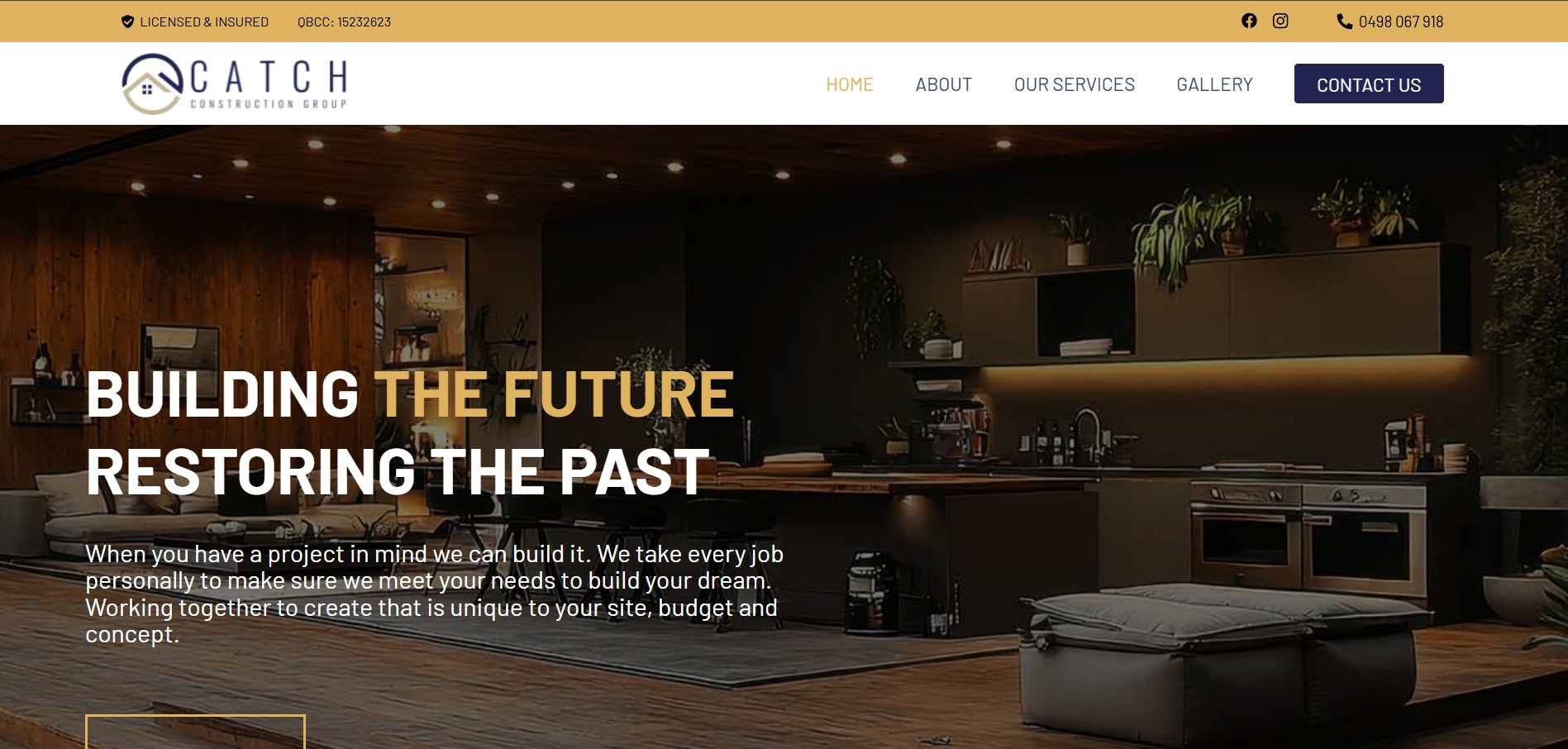 Catch Construction — Construction Services Website interface